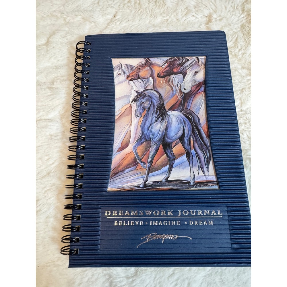 Jody Bergsma Dreamswork Journal Horse Art Spiral Lined Notebook Navy Blue